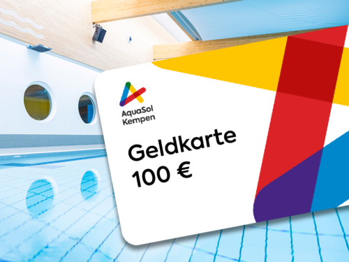 <div style="text-align: justify;">Auf der AquaSol Geldkarte können Sie sich ganz bequem ihr Guthaben laden und so Tickets online hier in unserem Shop und auch vor Ort im AquaSol kaufen. Der entsprechende Betrag wird beim Bezahlen einer Leistung von Ihrer digitalen Geldwertkarte abgebucht. Mit der digitalen Geldkarte brauchen Sie kein Bargeld mehr!</div><div style="text-align: justify;"><br></div><div style="text-align: justify;">Auf Wunsch können Sie sich die Geldkarte auf ein Medium im AquaSol buchen lassen, dafür erheben wir ein Pfand in Höhe von 5,00 €.
</div><div><br></div>